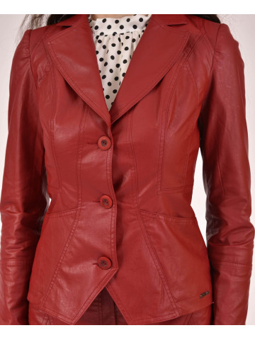 Red eco leather jacket