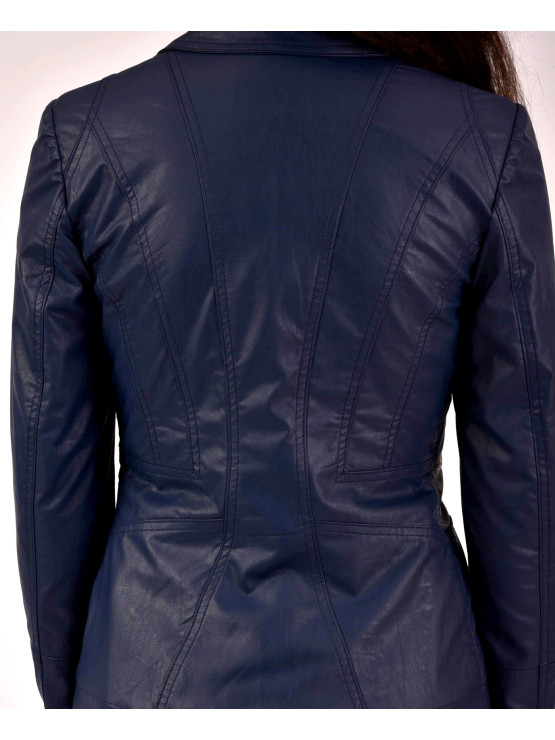 Blue eco leather jacket